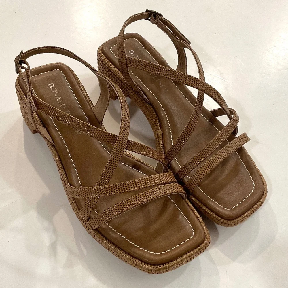 DONALD PLINER The Rosalie Platform Sandal Lizard Print Brown Size 7 LIKE NEW - Picture 4 of 9